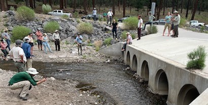 Workshop participants gather to discuss recent culvert work on Santa Clara Creek Workshop participants gather to discuss recent culvert work on Santa Clara Creek
